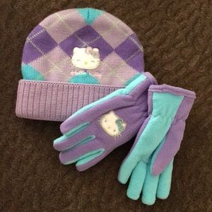 Girls Hello Kitty Purple/teal Gloves/Hat  size4-16